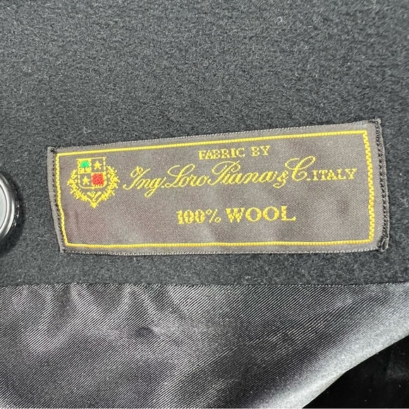 FLEURETTE Black Loro Piana Wool Long 3 Button Women's Coat Size 12 Made in USA - Picture 10 of 11